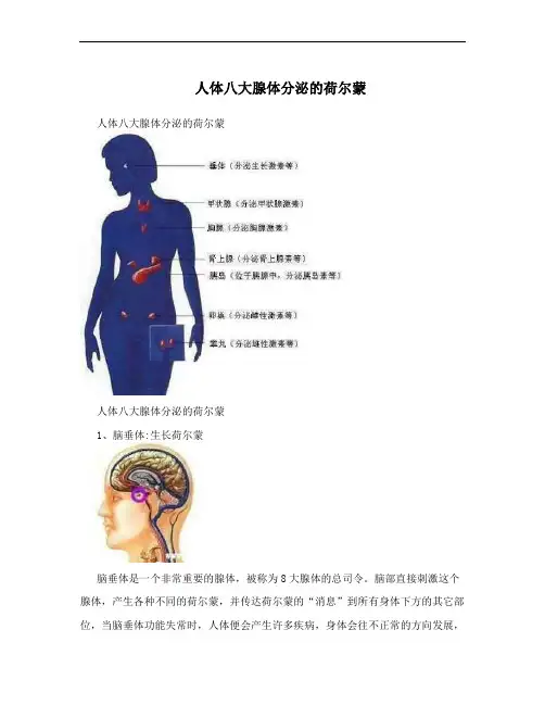 人体八大腺体分泌的荷尔蒙