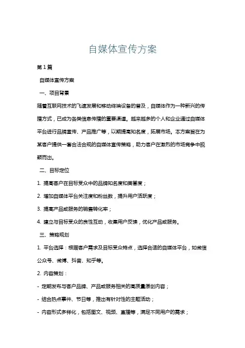 自媒体宣传方案
