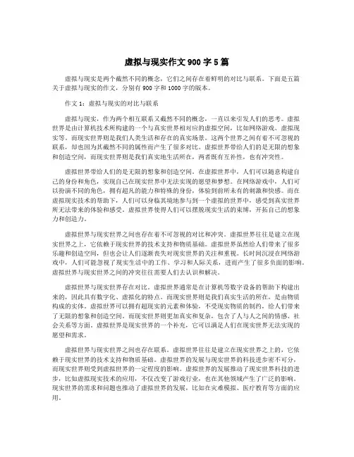 虚拟与现实作文900字5篇