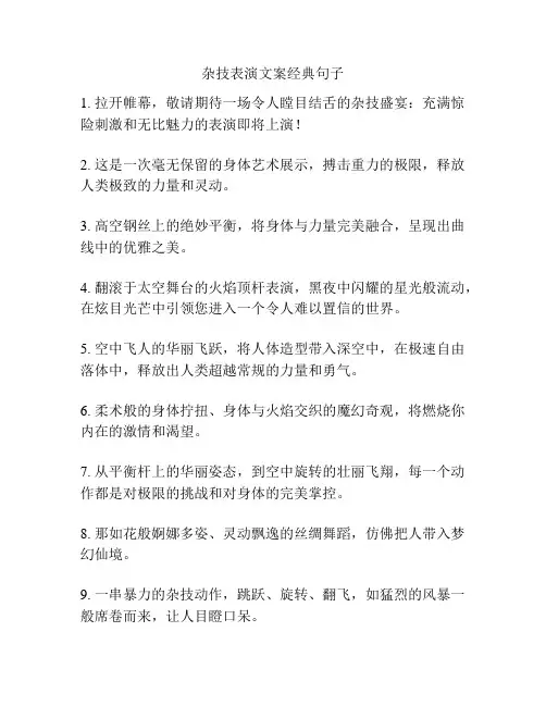 杂技表演文案经典句子