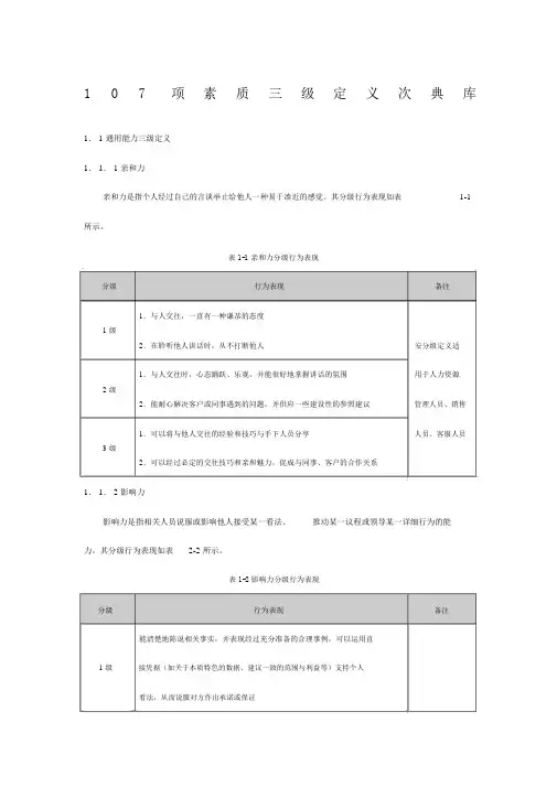 107项素质三级定义词典库