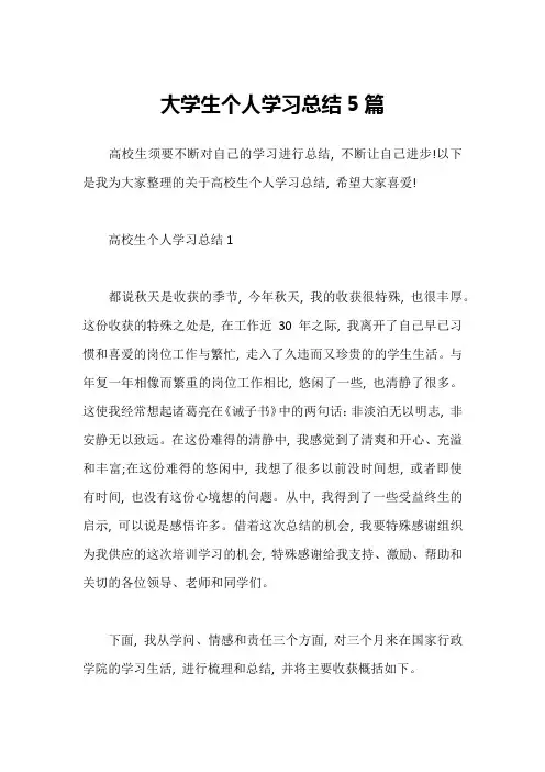 大学生个人学习总结5篇
