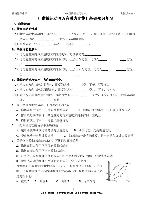 曲线运动与万有引力试题