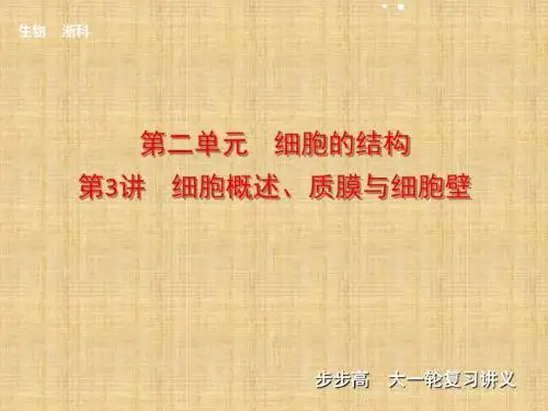 【步步高】高考生物一轮复习 第二单元 第3讲 细胞概述、质膜与细胞壁名师优质课件 浙科版 