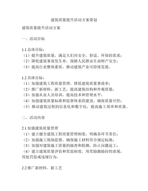 建筑质量提升活动方案策划