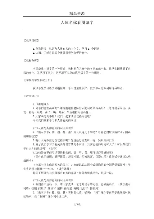 人体名称看图识字