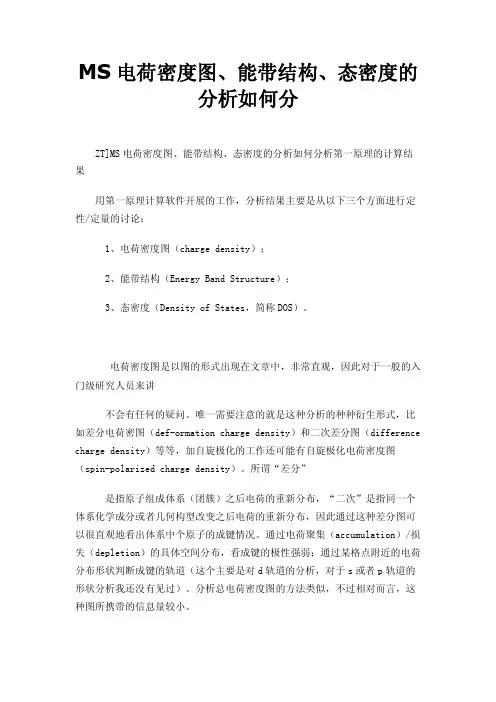 MS电荷密度图、能带结构、态密度的分析如何分