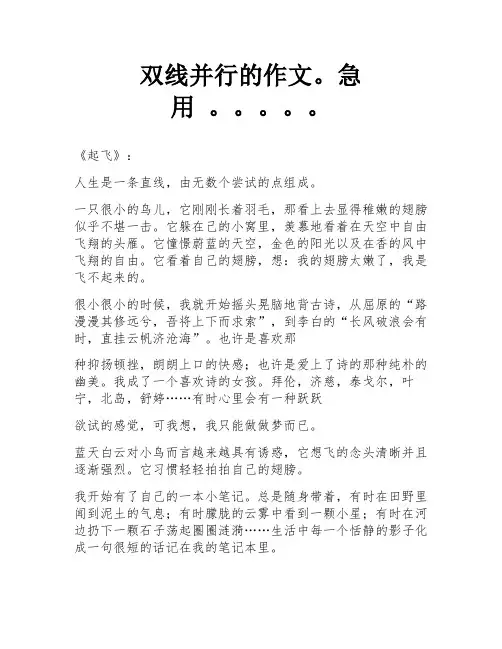 双线并行的作文。急用 。。。。。