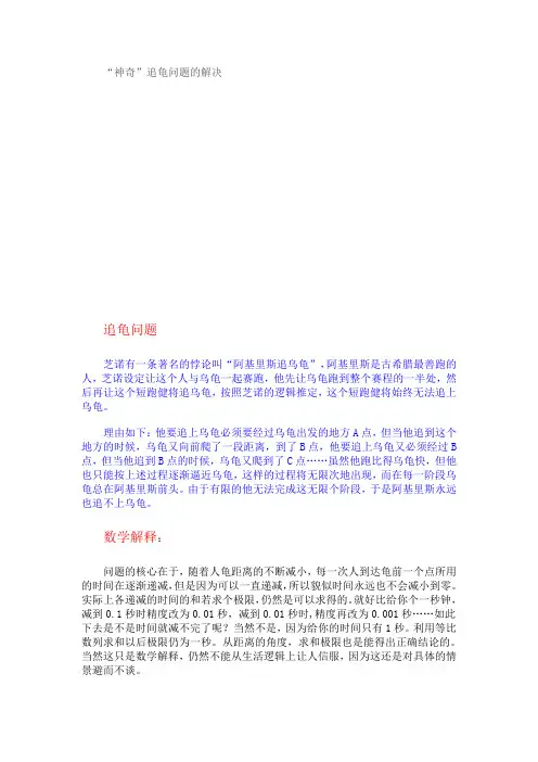 “神奇”追龟问题的解决