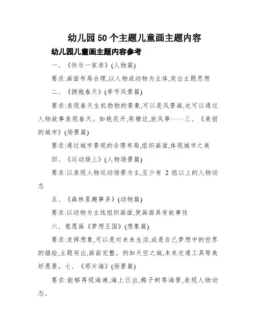 幼儿园50个主题儿童画主题内容