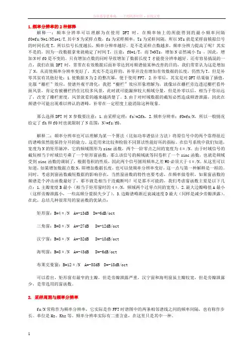 采样频率、采样点数、频率分辨率
