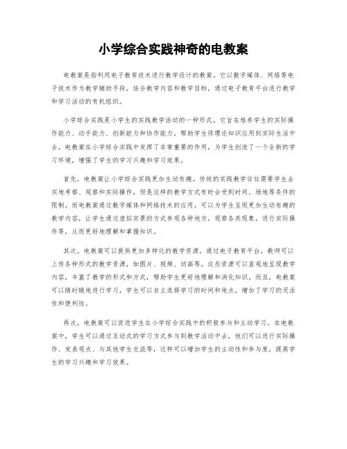 小学综合实践神奇的电教案