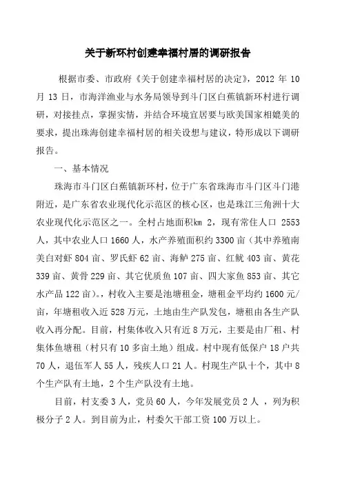 创建幸福村居调研报告