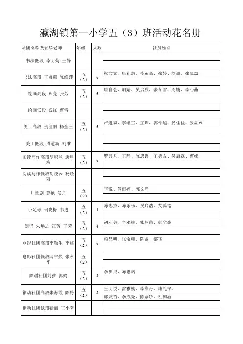 五(2)社团活动花名册