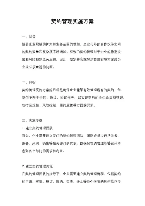 契约管理实施方案
