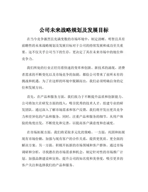 公司未来战略规划及发展目标