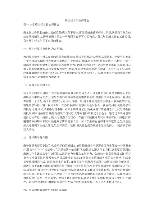 班主任工作心得体会 2