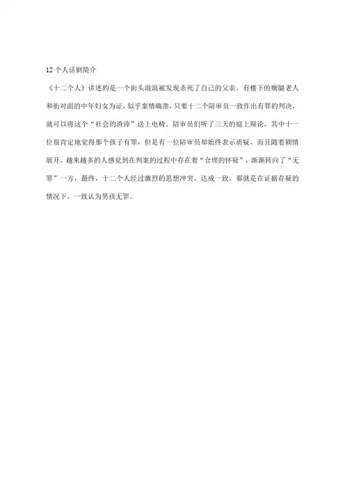 12个人话剧简介