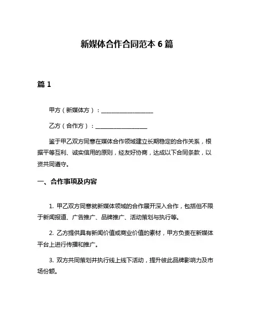 新媒体合作合同范本6篇