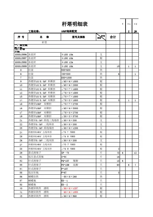 杆塔明细表