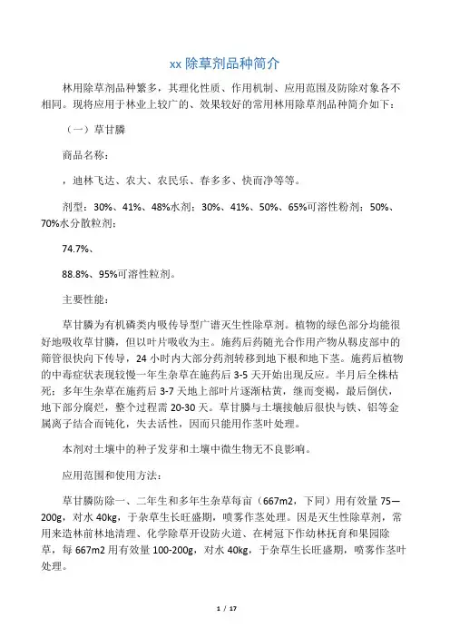 林用除草剂品种简介