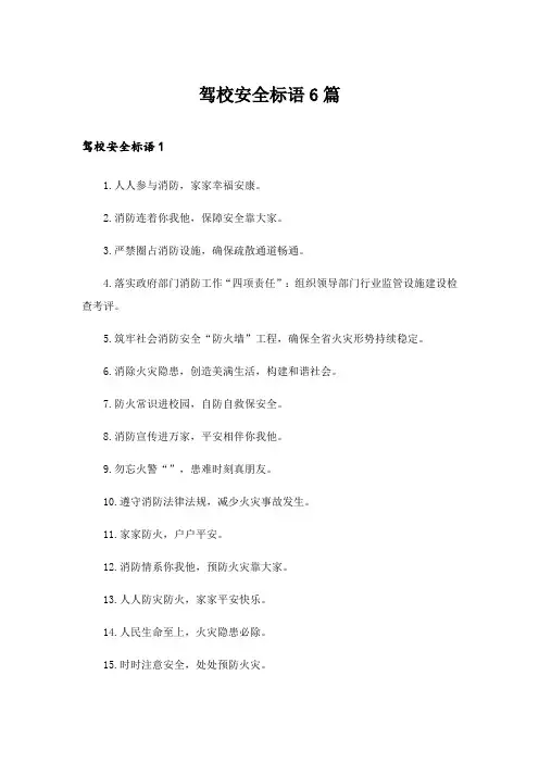 2024年驾校安全标语6篇