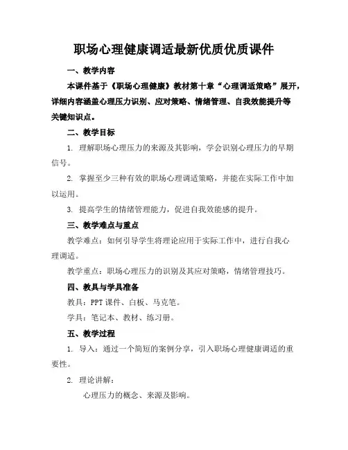 职场心理健康调适最新优质优质课件