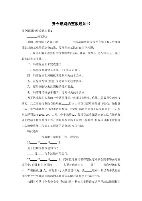 责令限期的整改通知书