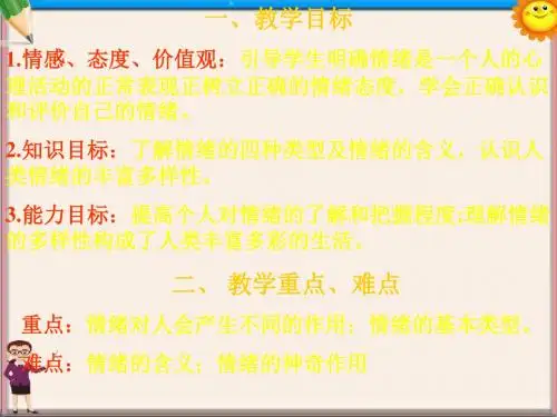 七年级政治上册《6.1丰富多彩的情绪》课件 新人教版