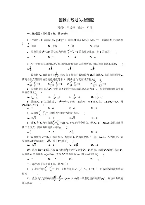 圆锥曲线过关测试题