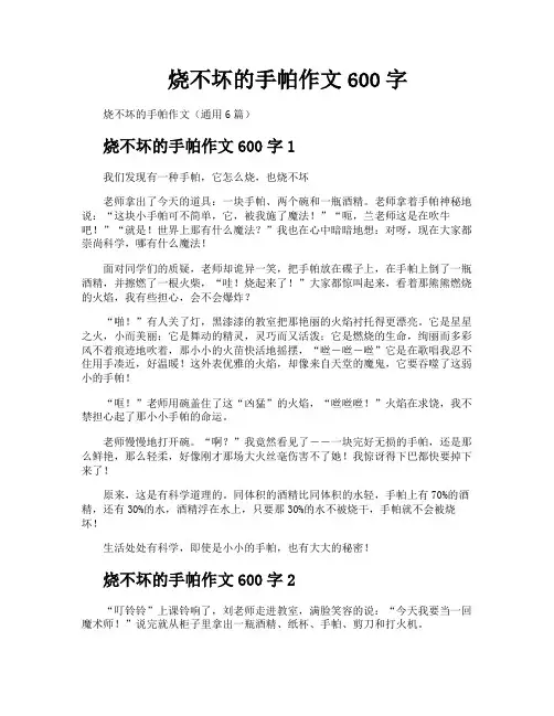 烧不坏的手帕作文600字