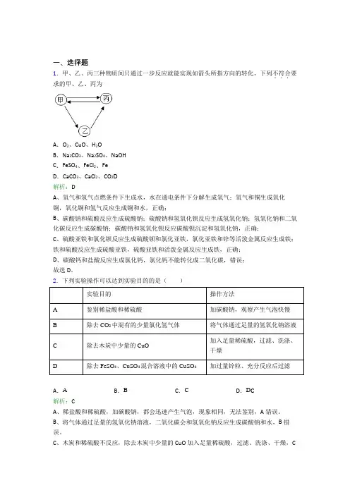 上海虹口实验学校九年级化学下册第十一单元《盐 化肥》知识点总结(含答案)