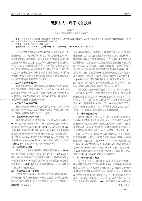 胡萝卜人工种子制备技术