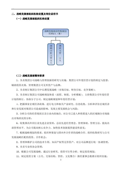 二、战略发展部岗位说明书