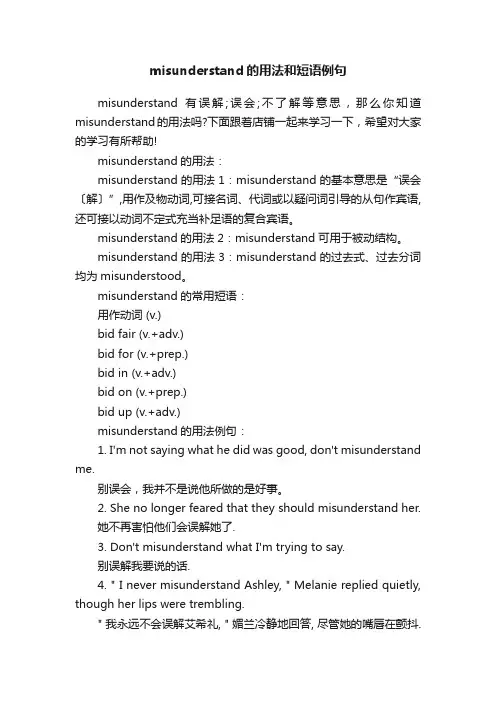 misunderstand的用法和短语例句