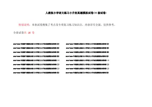 人教版小学语文练习小升初真题模拟试卷(16套试卷)