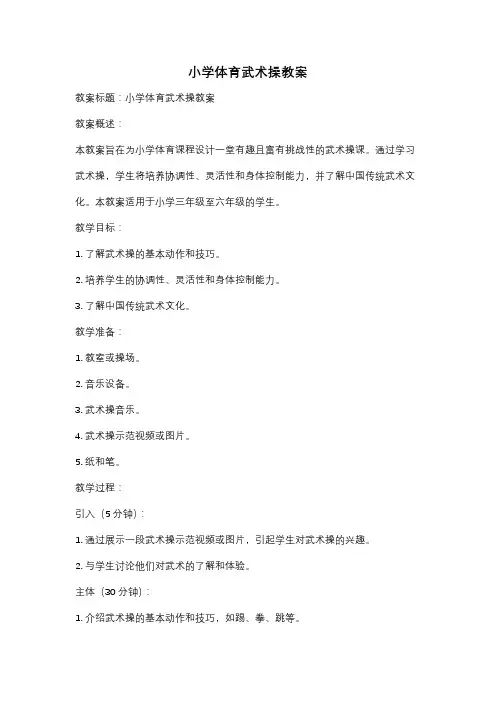 小学体育武术操教案