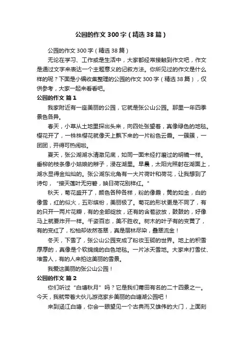 公园的作文300字（精选38篇）