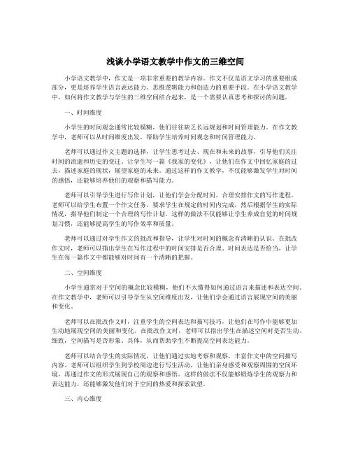 浅谈小学语文教学中作文的三维空间