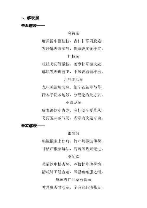 (完整版)方剂方歌(已整理)