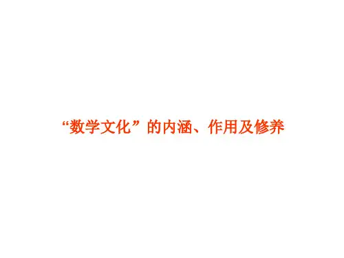 数学文化的内涵、作用和修养
