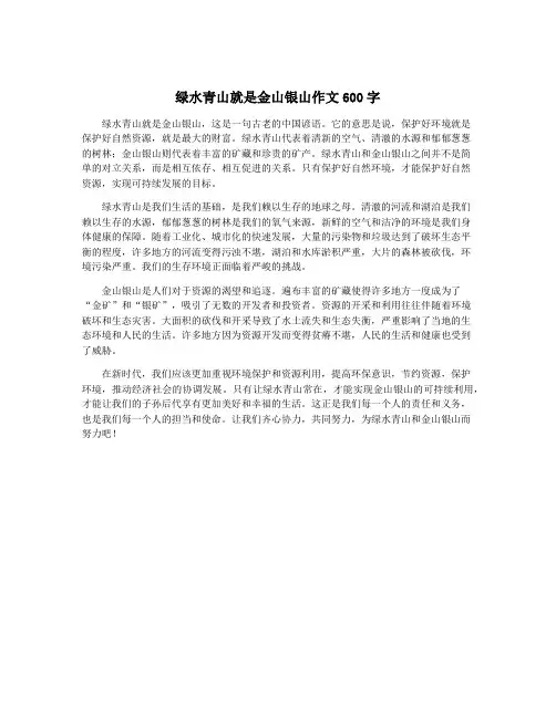 绿水青山就是金山银山作文600字