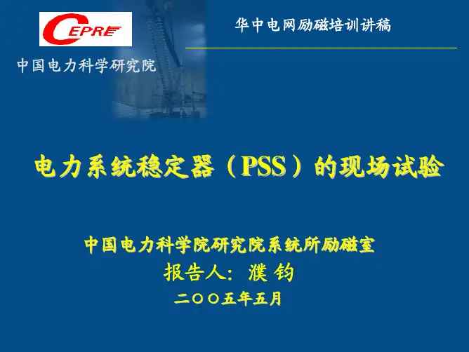 电力系统稳定器(PSS)的现场试验