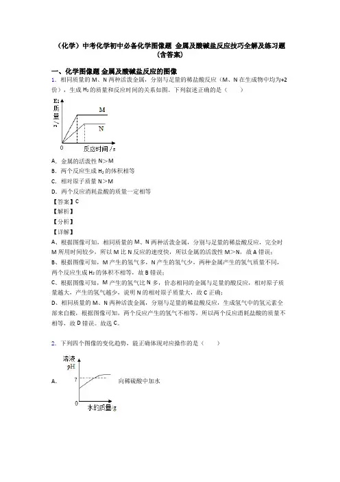 (化学)中考化学初中必备化学图像题 金属及酸碱盐反应技巧全解及练习题(含答案)