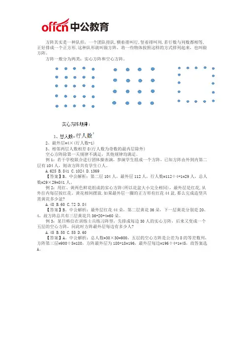 国家公务员考试行测技巧：方阵问题