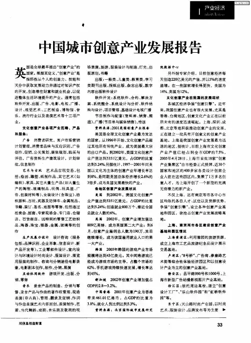 中国城市创意产业发展报告