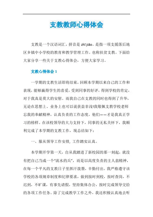 支教教师心得体会