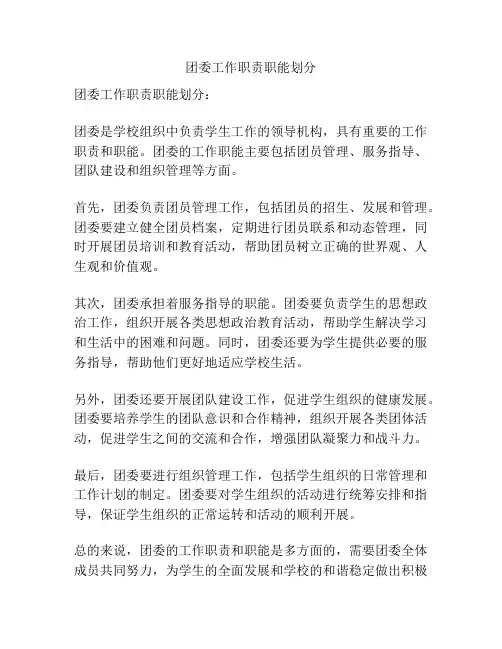 团委工作职责职能划分