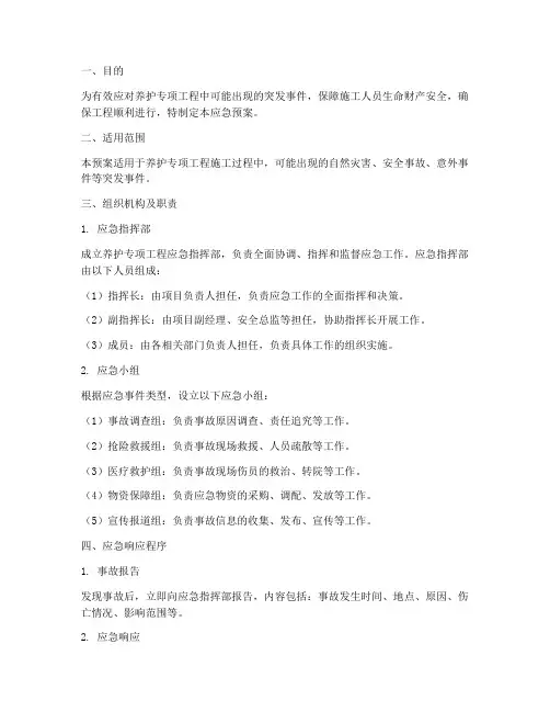 养护专项工程应急预案