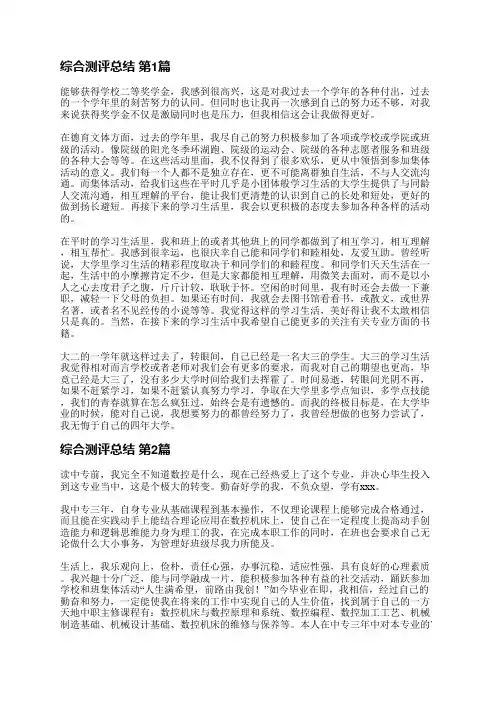 综合测评总结(共5篇)